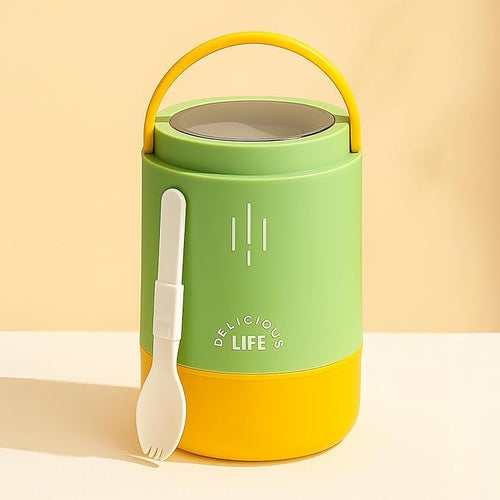 YELONA Insulated Lunch Box | 3-Tier Stainless Steel Food Jar with Built-in Cutlery